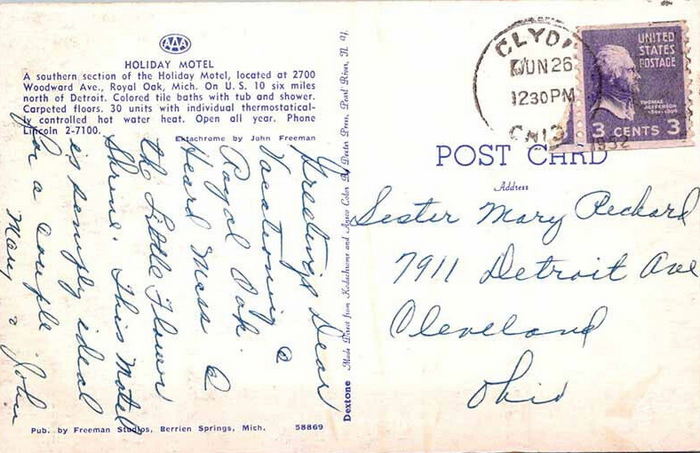 Holiday Motel - Vintage Postcard